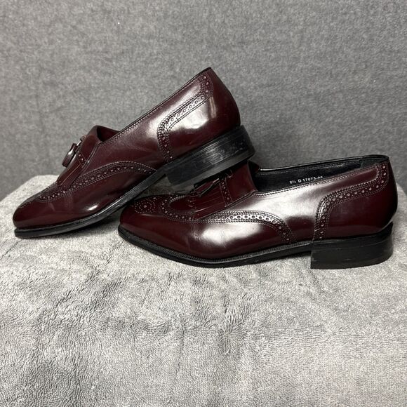 FLORSHEIM Mens Burgundy Leather Dress Shoes Wingtip Tassel Loafer Sz 8.5 D 17073 main image 4